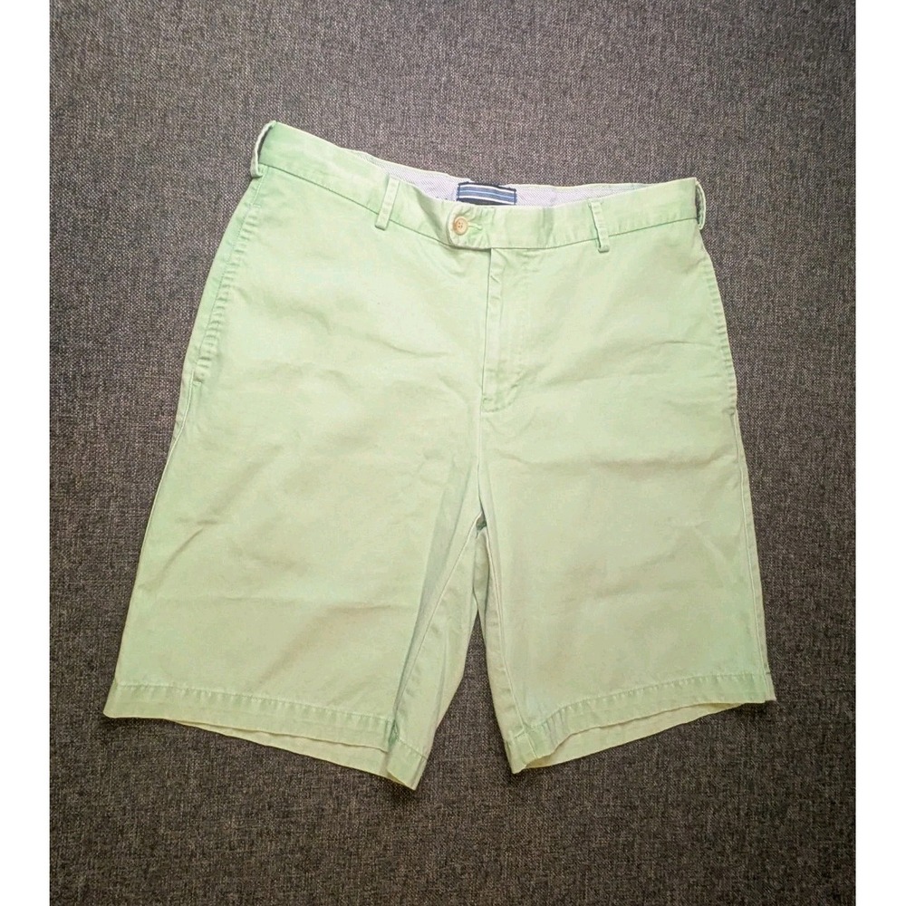 Peter Millar Golf Chino Shorts Mens Green Pima Cotton Flat Front Preppy Size 33